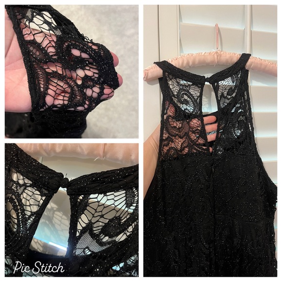 Torrid Black Glitter Mini Lace Skater Halter Dress Size 22 Plus Size - Picture 8 of 17